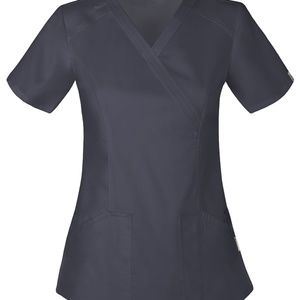 CODE HAPPY 601A WOMENS SCRUB TOP PEWTER NEW SMALL